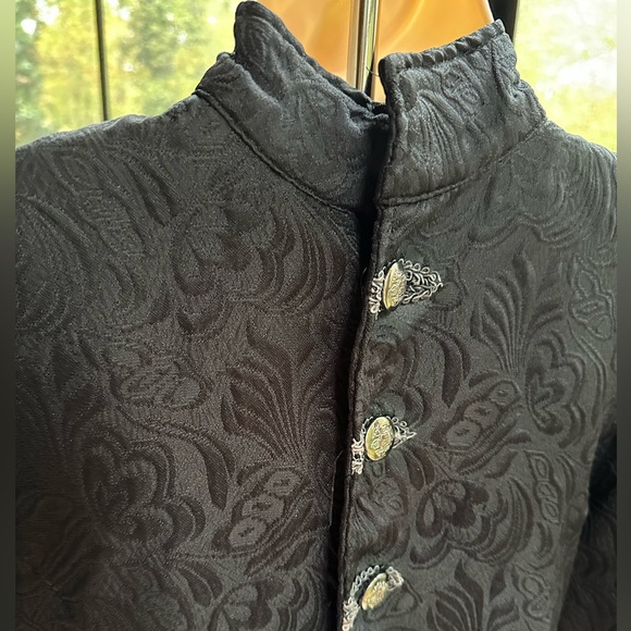 Steampunk Pirate Brocade Black Jacket ~ Men’s S - Picture 6 of 17
